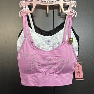 Juicy Couture 3 pack bra set,adjustable straps,removable pads,stretch,rhinestone